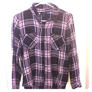 Lucky brand flannel pink grey and white